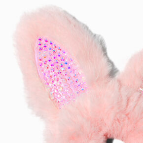 Pink Furry Bunny Ears Hair Scrunchie,