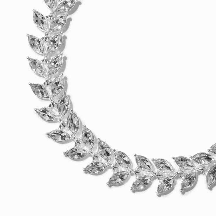 Rhinestone Leaves Silver-tone Chain Bracelet,