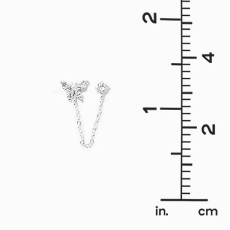 Boucles d&rsquo;oreilles &agrave; cha&icirc;ne papillon en argent,