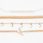 Gold Initial Chain Bracelet Set - 4 Pack, K,