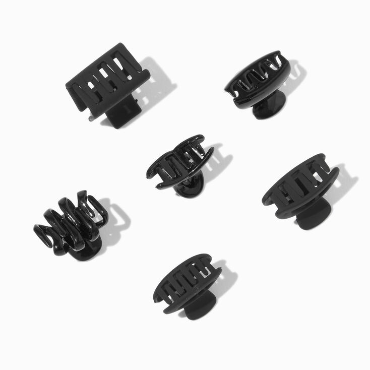 Black Matte &amp; Glossy Mixed Mini Hair Claws - 6 Pack,