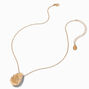 Gold-tone Crystal Studded Bubble Teardrop Pendant Necklace ,