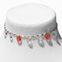 Gemstone Heart Charms Choker Necklace,