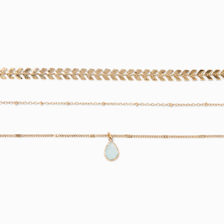 Arrow Jadestone Chain Choker Necklaces - 3 Pack,