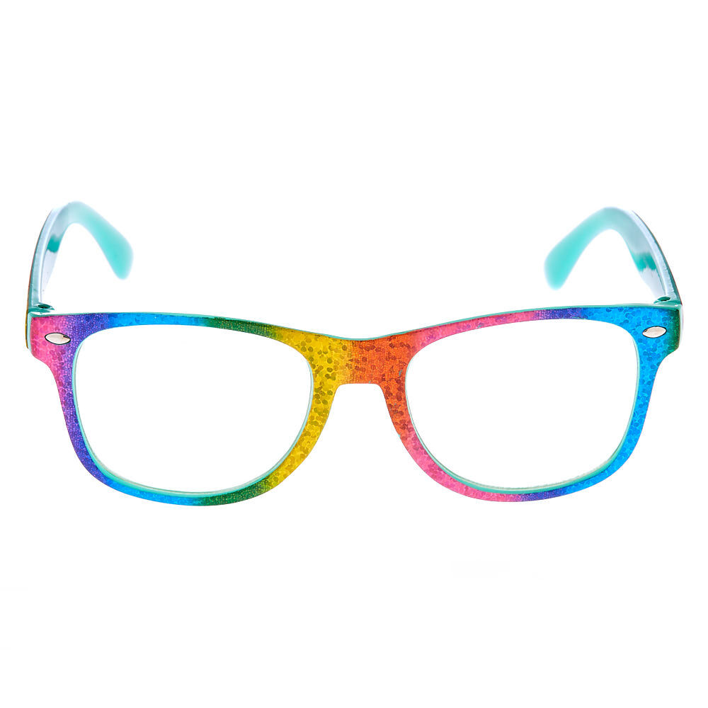 Claire s Club Rainbow Sparkle Retro Clear Lens Frames
