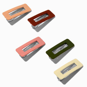 Boho Neutral Rectangular Snap Hair Clips - 5 Pack,
