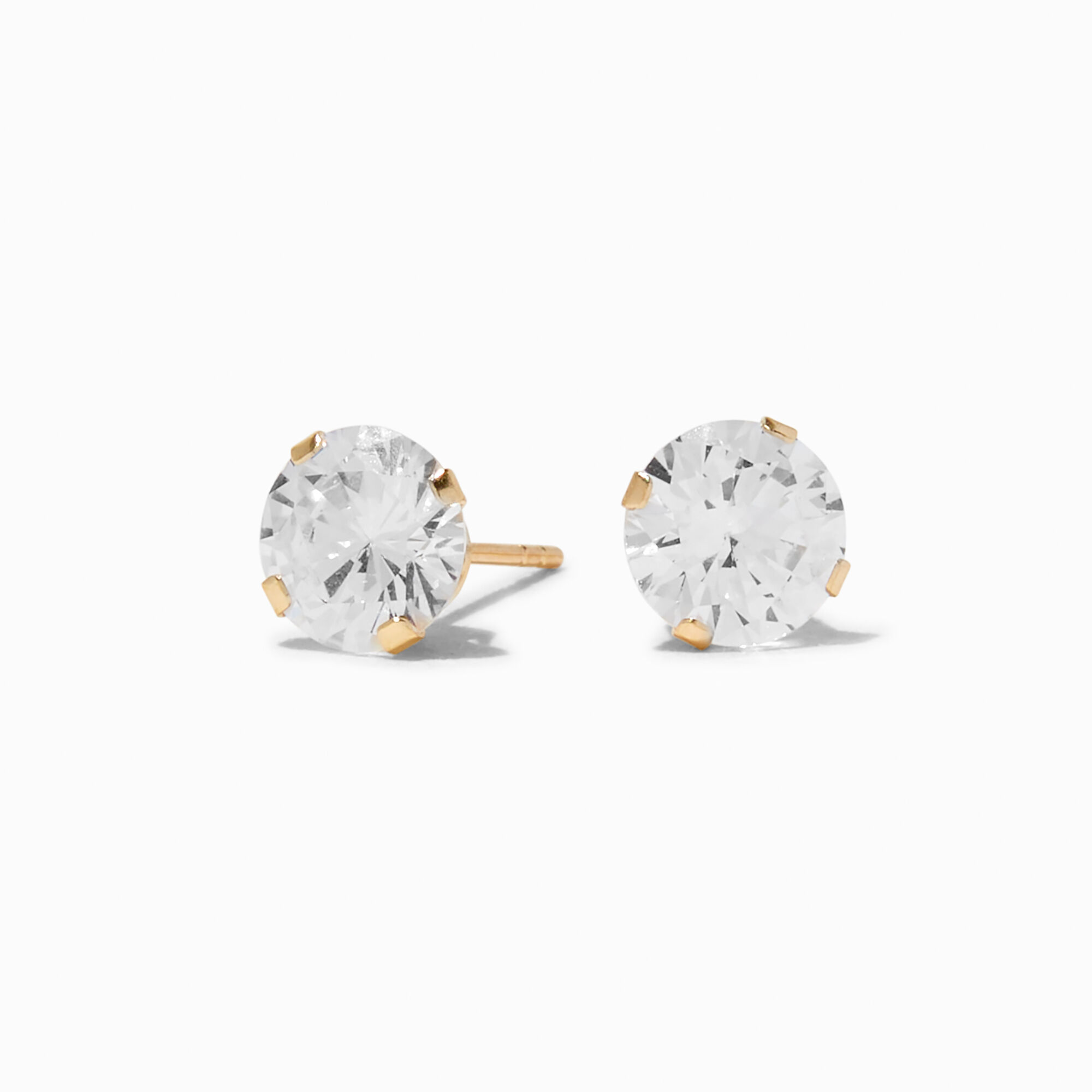 C LUXE by Claire s 14k Yellow Gold Cubic Zirconia 6MM Round Stud