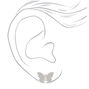 Silver Glitter Butterfly Clip On Stud Earrings,