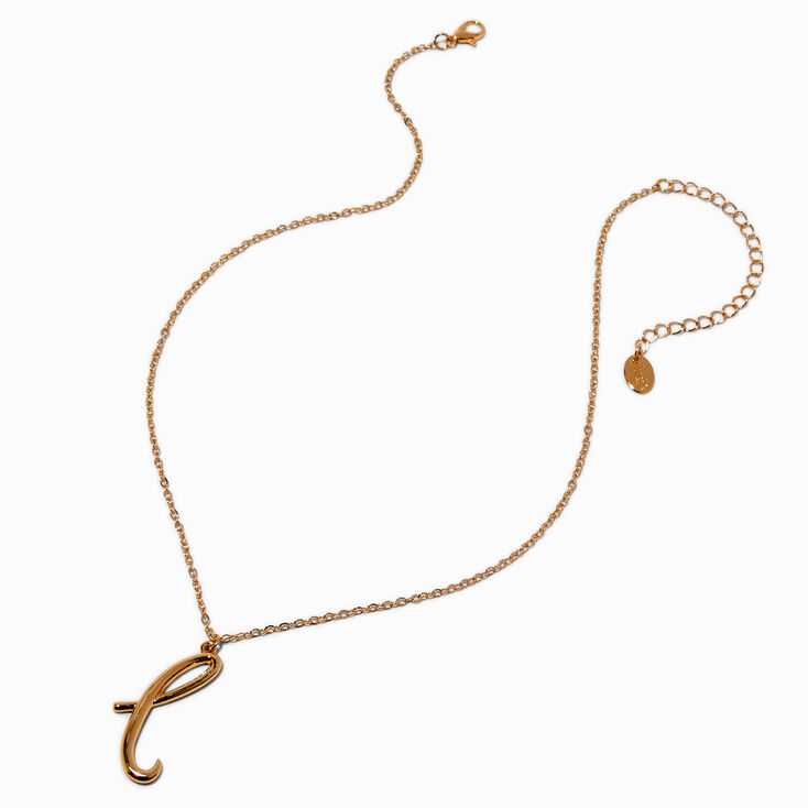Collier &agrave; pendentif &agrave; initiale &eacute;criture cursive couleur dor&eacute;e - L,