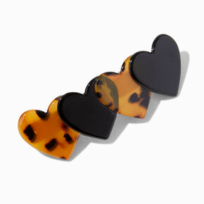 Barrette c&oelig;urs bomb&eacute;s &eacute;caille de tortue,