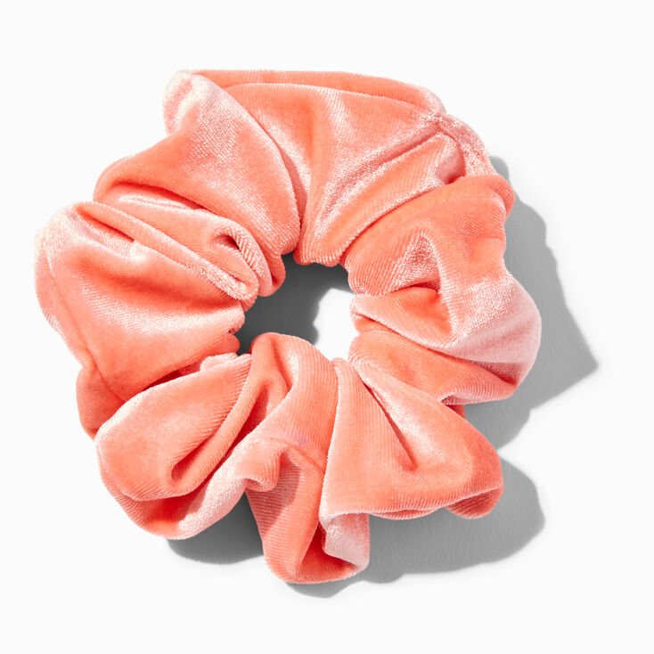 Chouchou en imitation velours de taille moyenne melon,