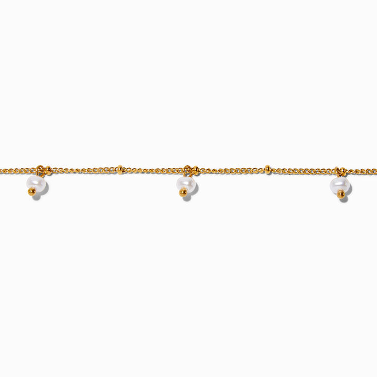 Gold-tone Stainless Steel Pearl Confetti Chain Bracelet,