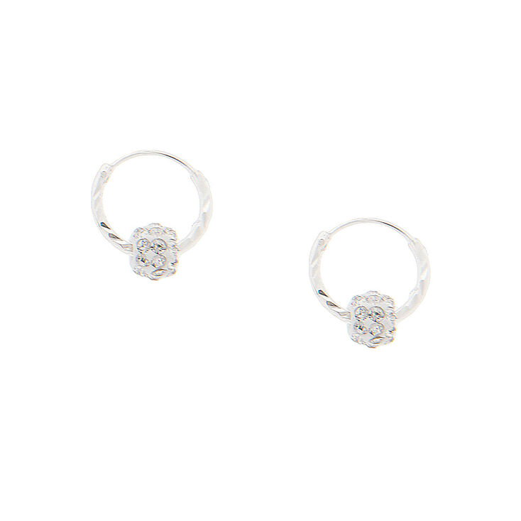 Sterling Silver 10MM Fireball Hoop Earrings,