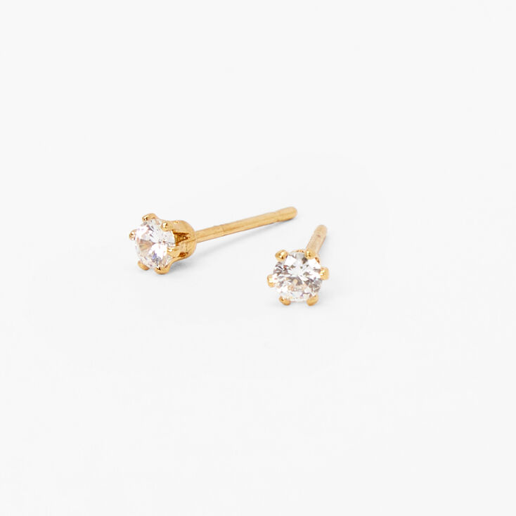 18ct Gold Plated Cubic Zirconia Cupcake Stud Earrings - 3MM | Claire's