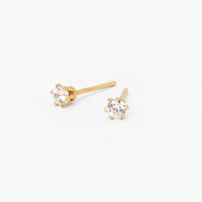 18ct Gold Plated Cubic Zirconia Cupcake Stud Earrings - 3MM,