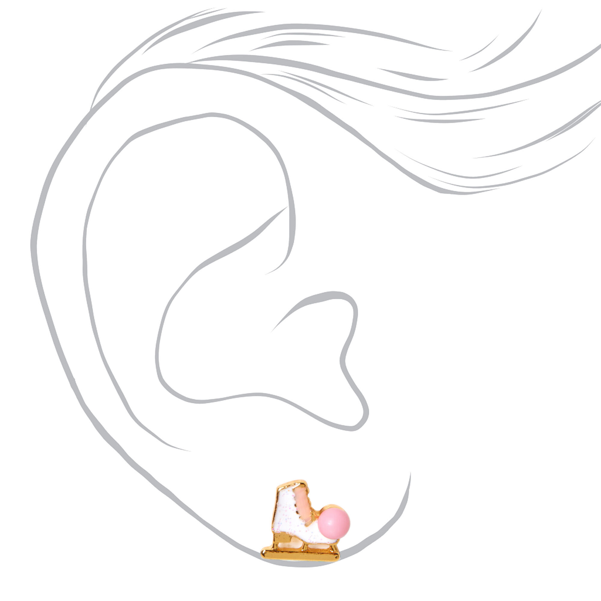 18kt Gold Plated Snowflakes and Ice Skates Stud Earrings - 2 Pack,