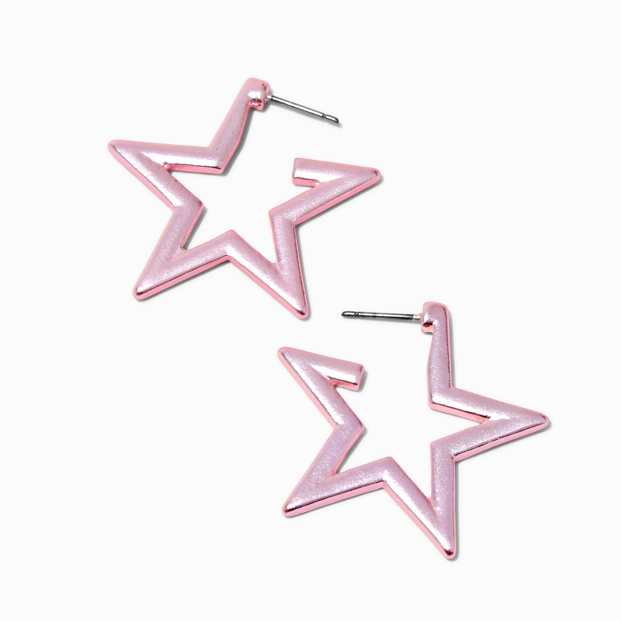 Purple Anodized Star Hoop Earrings,