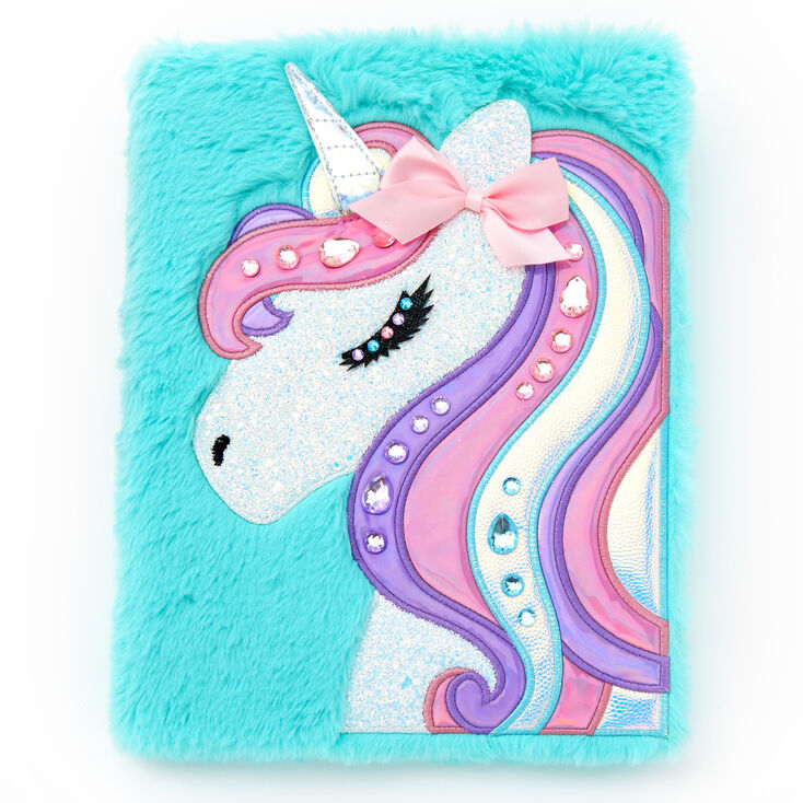 Sparkling Unicorn Plush Sketchbook - Turquoise,