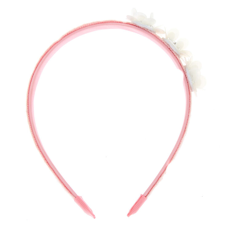 Claire's Club Sequin Flower Headband - Pink | Claire's