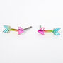 Silver Anodized Rainbow Arrow Stud Earrings,