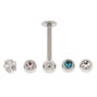 Silver 16G Pastel Cubic Zirconia Loose Labret Flat Back Studs - 5 Pack,