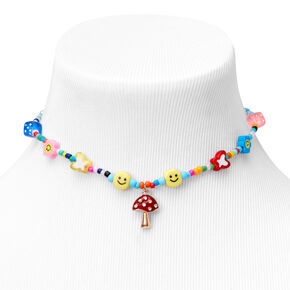 Multicolor Beaded Mushroom Choker Necklace,