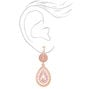 Rose Gold 2&quot; Teardrop Clip On Drop Earrings - Pink,