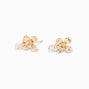 Gold Flower Cubic Zirconia Charm Stud Earrings,