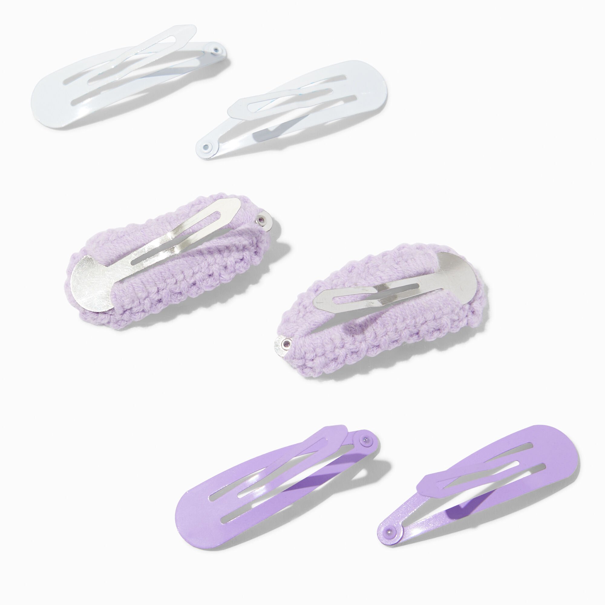 Claire's Club Purple Mixed Snap Hair Clips - 6 Pack,