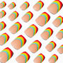 Rainbow French Tip Coffin Vegan Press On Faux Nail Set - 24 Pack,