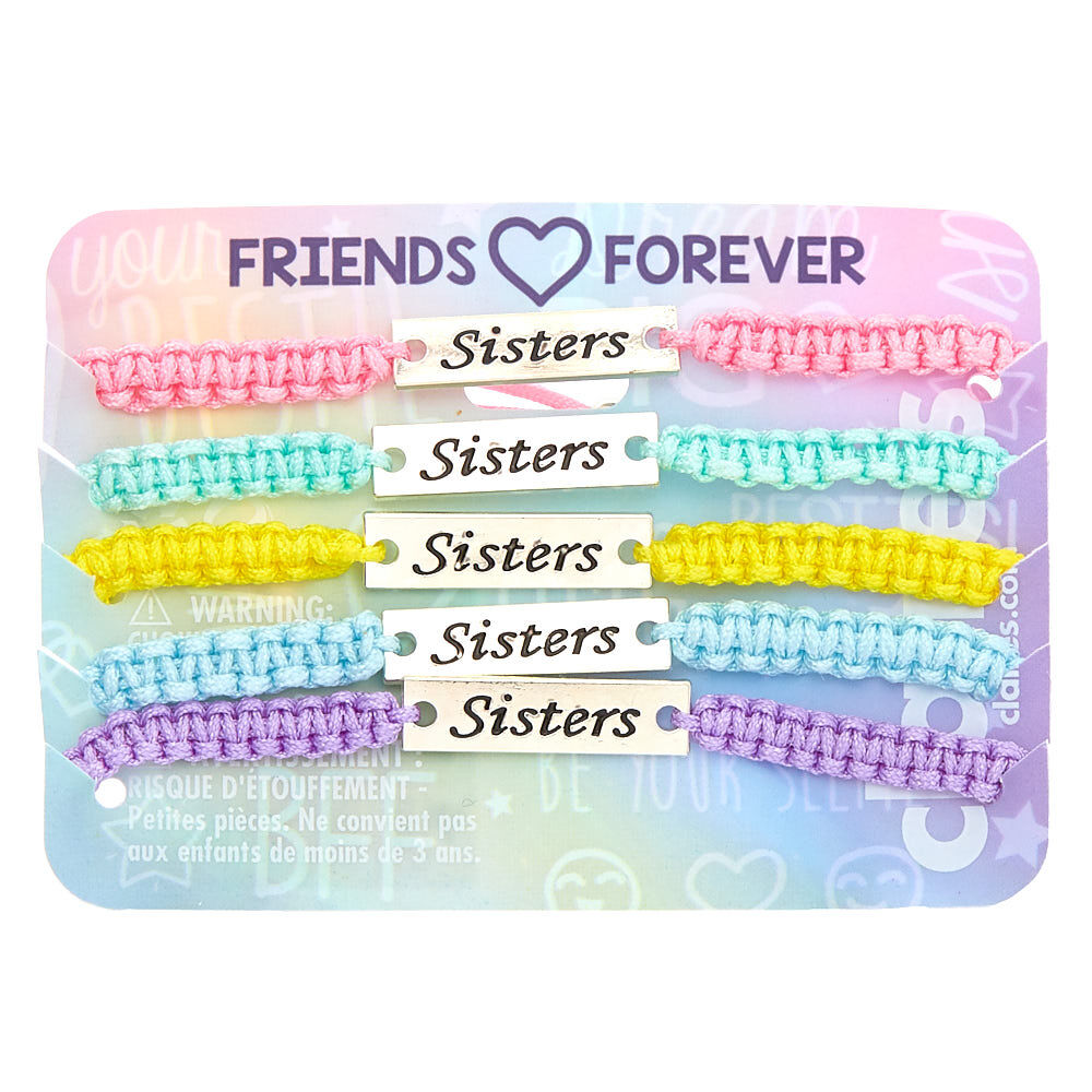 Pastel Adjustable Sisters Bracelets 5 Pack