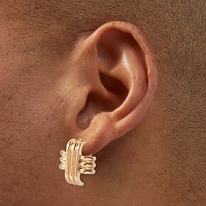 Gold-tone Criss Cross Clip-On Stud Earrings ,