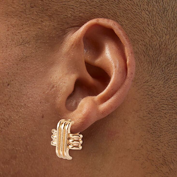 Gold-tone Criss Cross Clip-On Stud Earrings ,