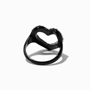 Pav&eacute; Crystal Black Cutout Heart Ring,