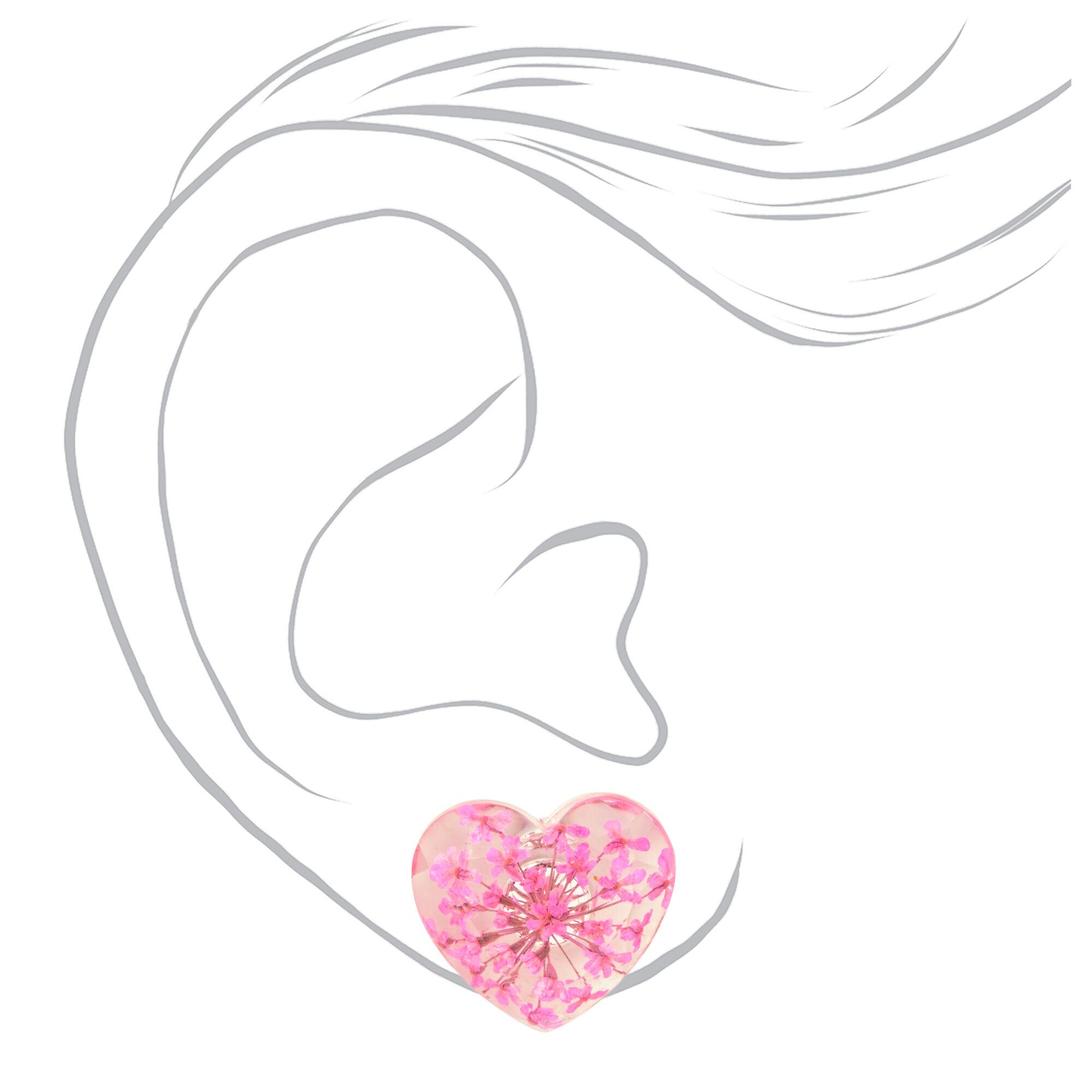 Floral Resin Heart Stud Earrings,