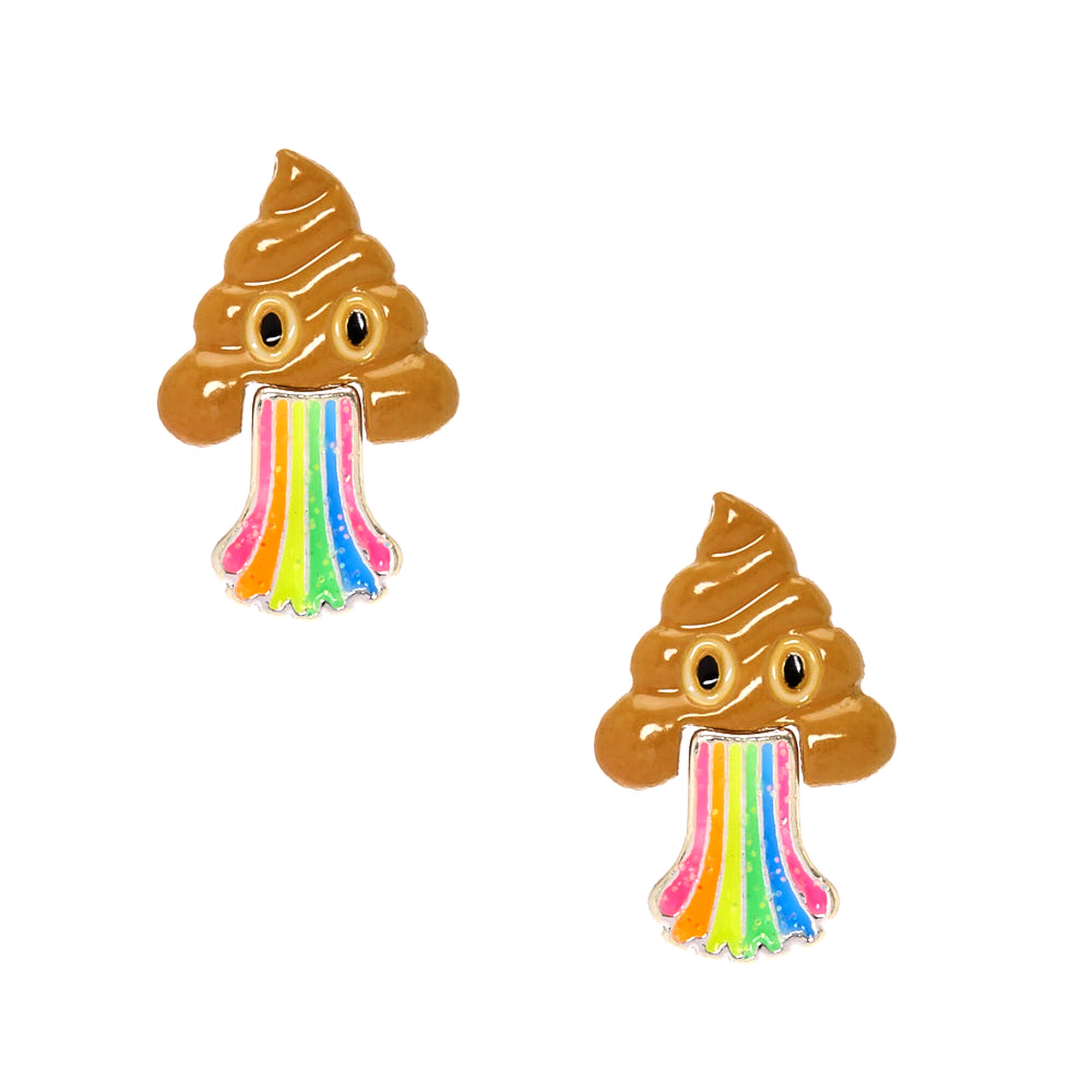 Rainbow Barf Poop Emoji Stud Earrings Claire S Us