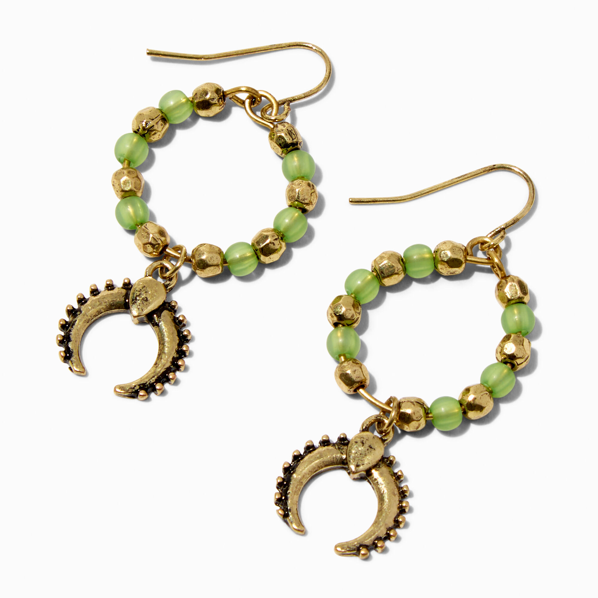 View Claires Jade Beaded GoldTone Hoop 15 Drop Earrings Green information