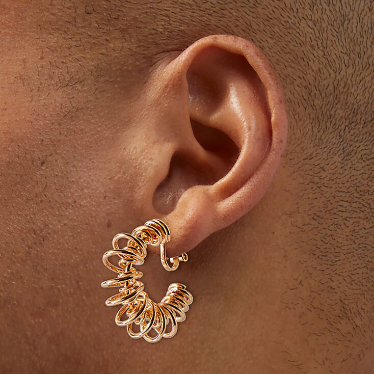 Gold-tone Ring Wrap 15mm Clip-On Hoop Earrings,