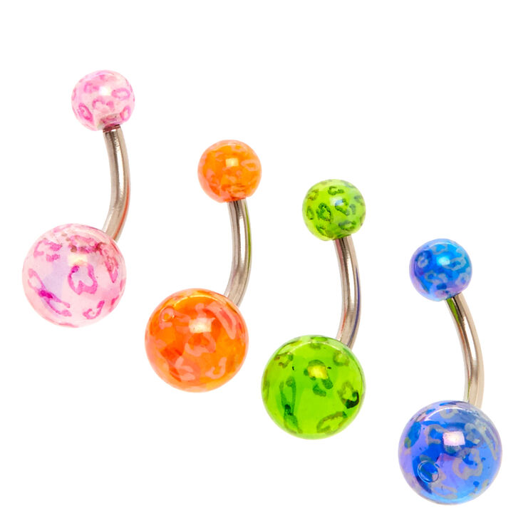 Barres piercing nombril color&eacute;es Cheetah,