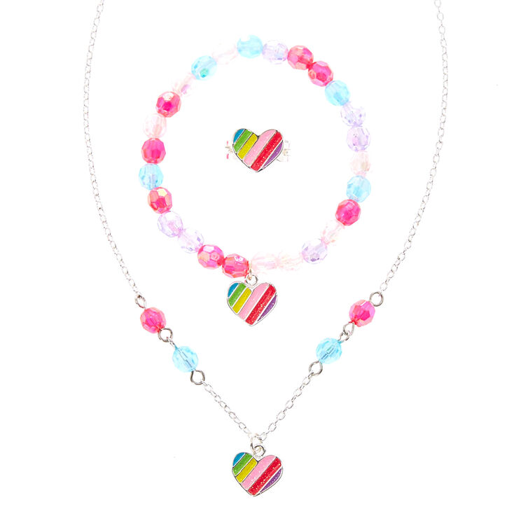 Claire&#39;s Club Rainbow Heart Jewellery Set - 3 Pack,