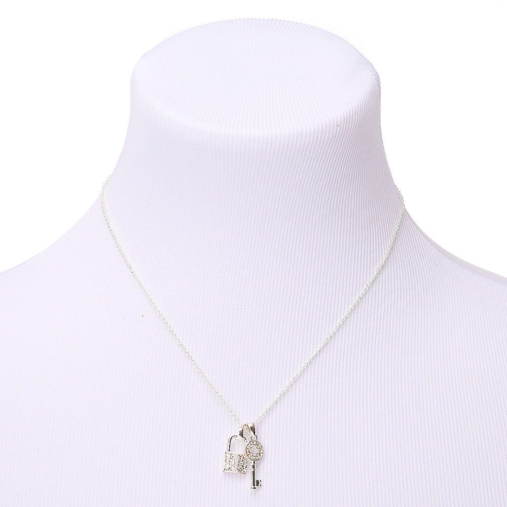 Silver lock discount and key necklace