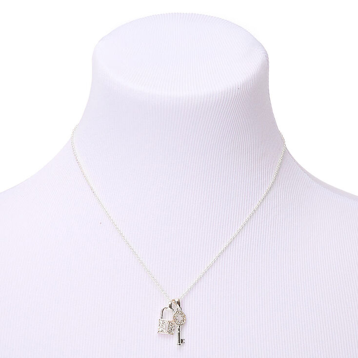 Small Rhinestone Heart Lock Necklace