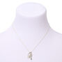 Silver Rhinestone Lock &amp; Key Pendant Necklace,