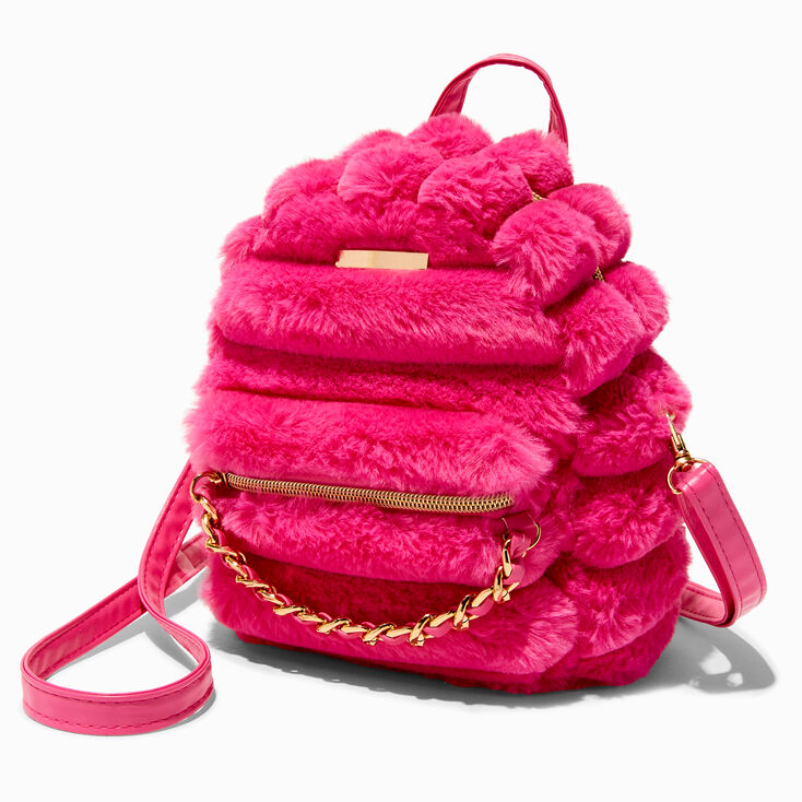 Bright Pink Furry Medium Backpack