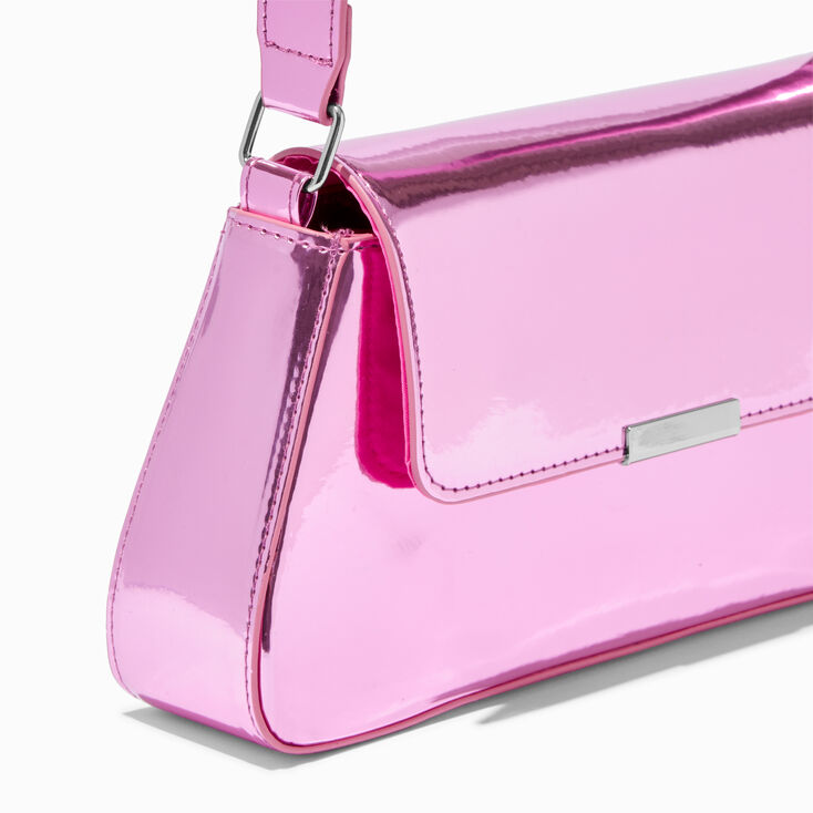 Mirrored Pink Baguette Shoulder Bag,