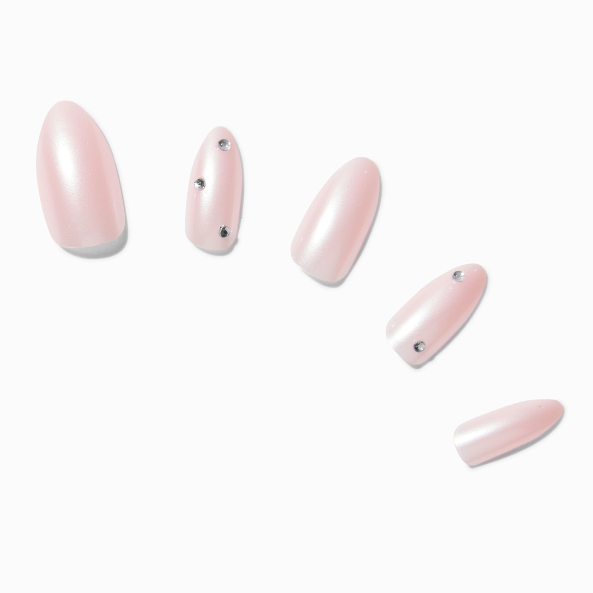 Chrome Gem Stiletto Vegan Faux Nail Set - 24 Pack,