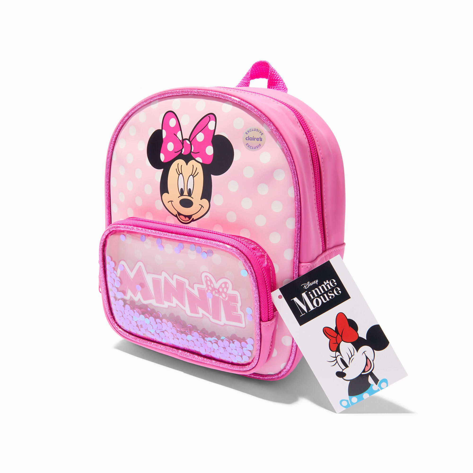 View Disney Minnie Mouse Claires Exclusive Confetti Mini Backpack Pink information