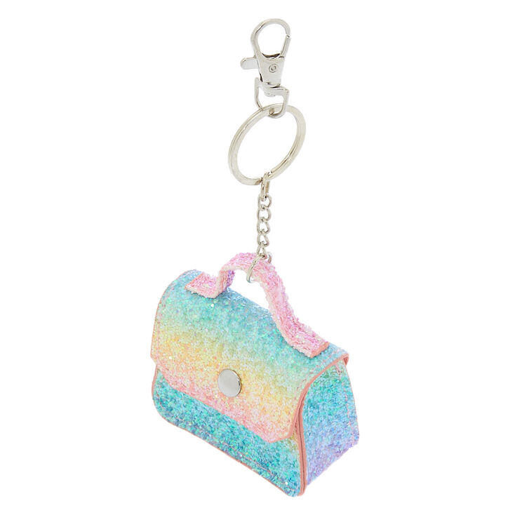 Porte-cl&eacute;s mini porte-monnaie avec paillettes arc-en-ciel,
