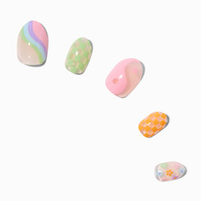 Pastel Icons Stiletto Press On Faux Nail Set - 24 Pack,