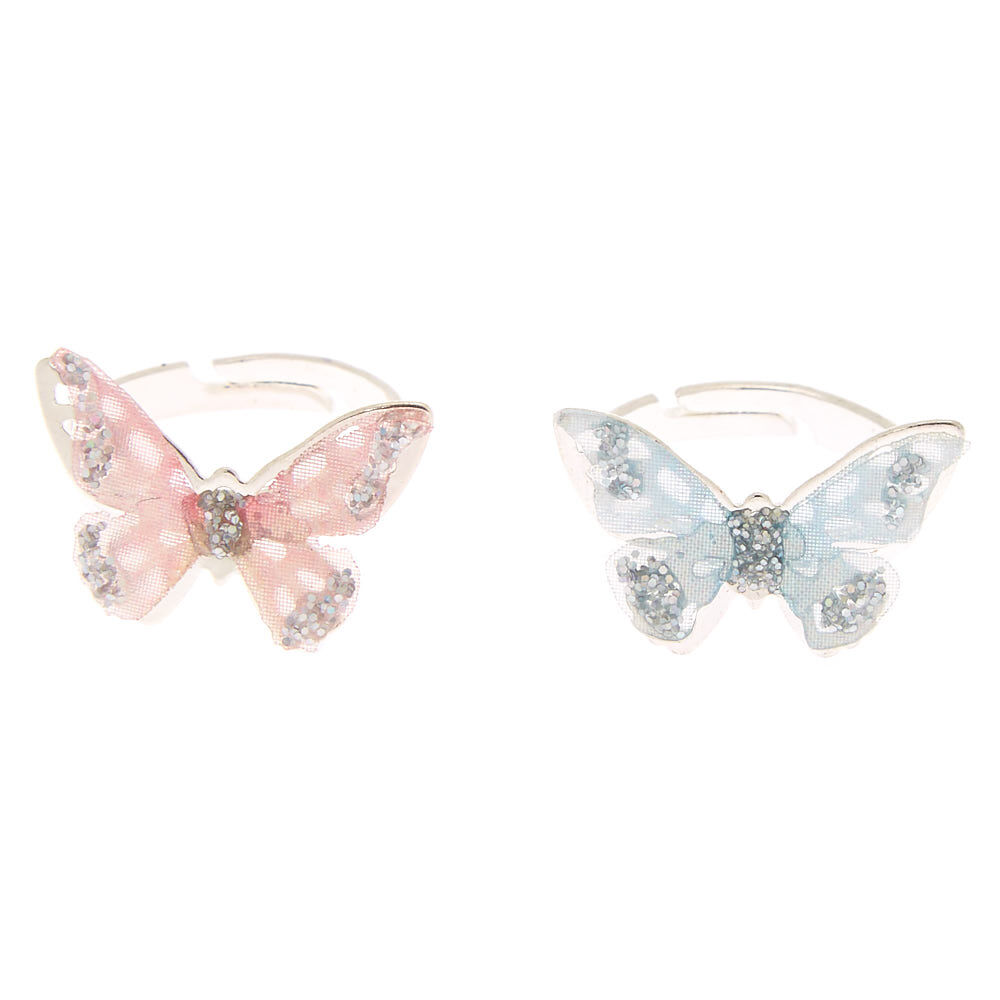 Pastel Tulle Butterfly Rings - 2 Pack,